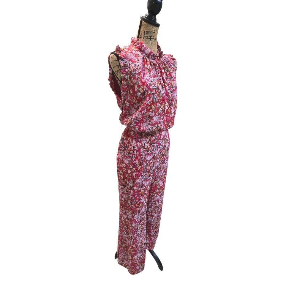 NWT Ali & Jay Anthropologie It's You Girl Wide Leg Jumpsuit Red Floral Size L - Picture 4 of 14